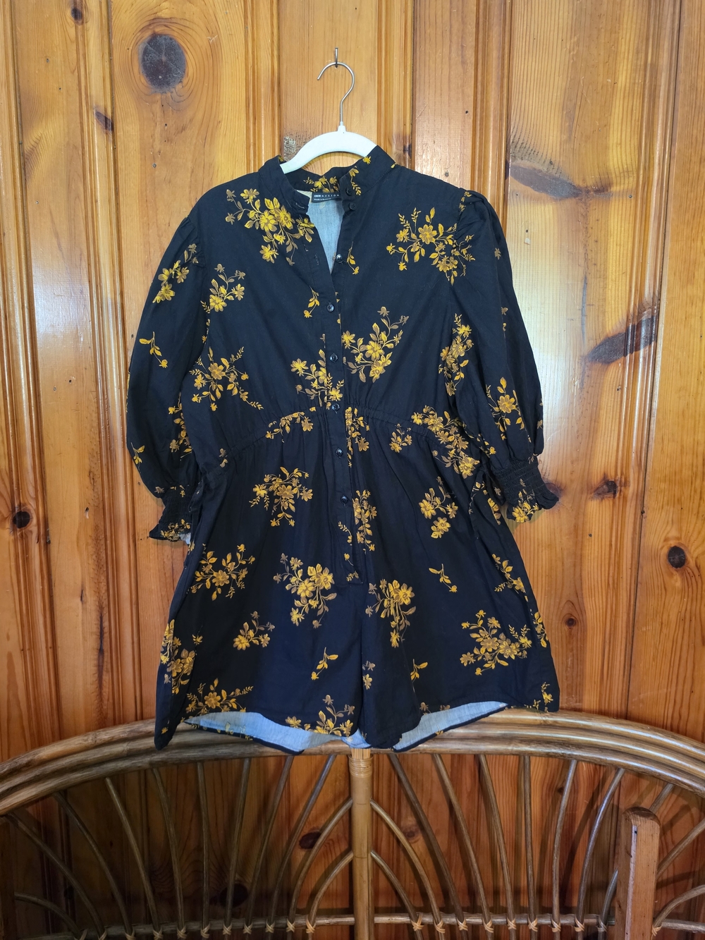 ASOS Black Romper with Mustard Floral Print